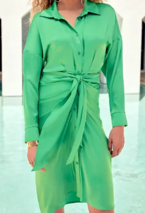 Satin Shirt Dress 241236