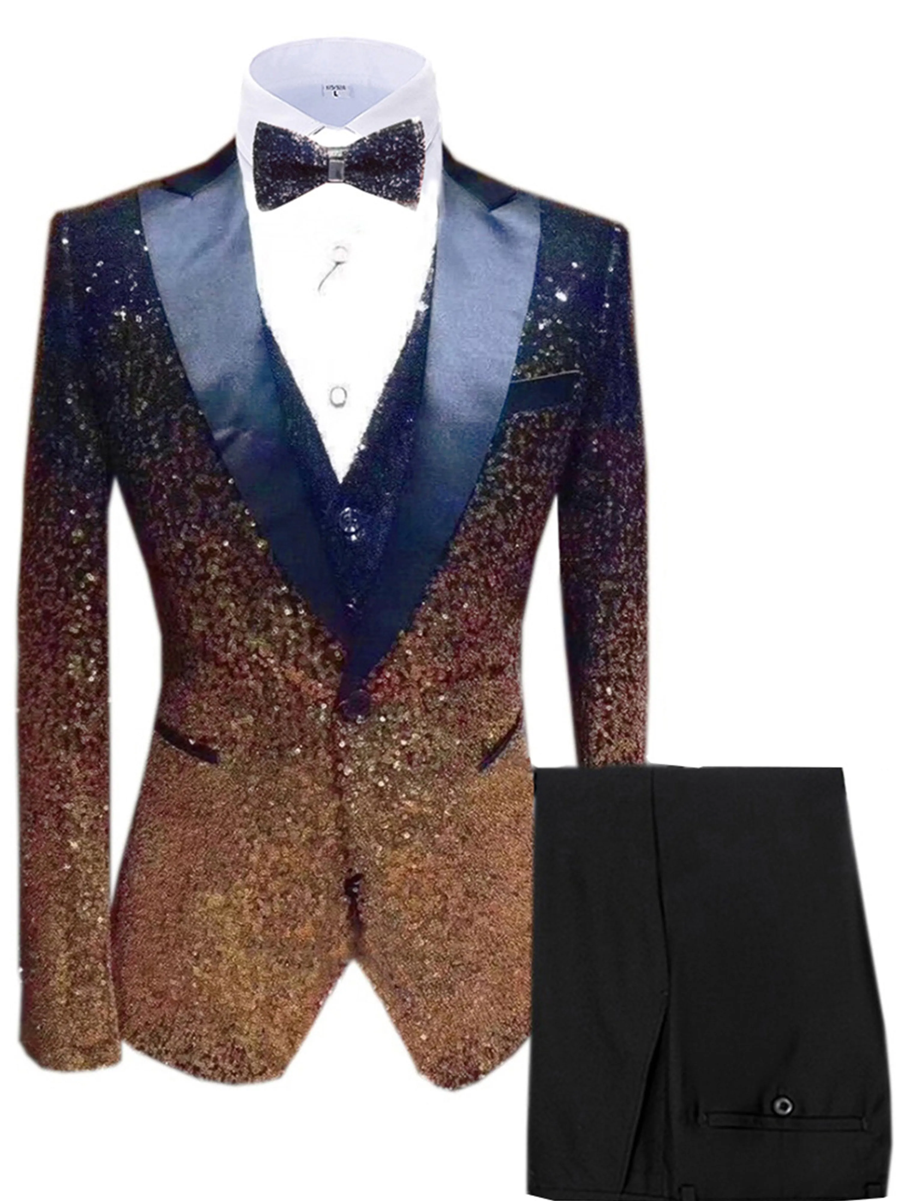 Sequins 3 Pieces Men's Suits Wedding Suit Set