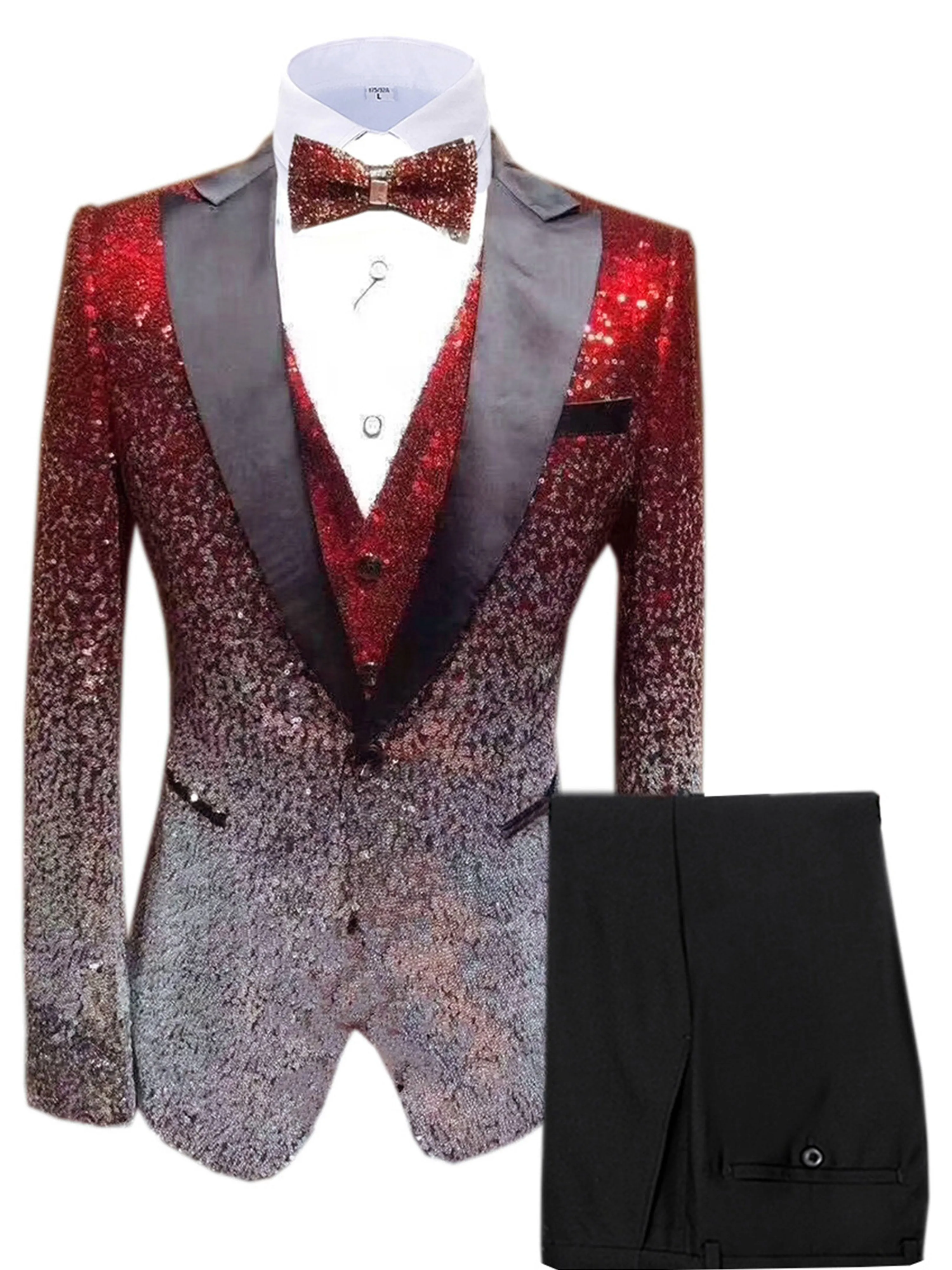 Sequins 3 Pieces Men's Suits Wedding Suit Set