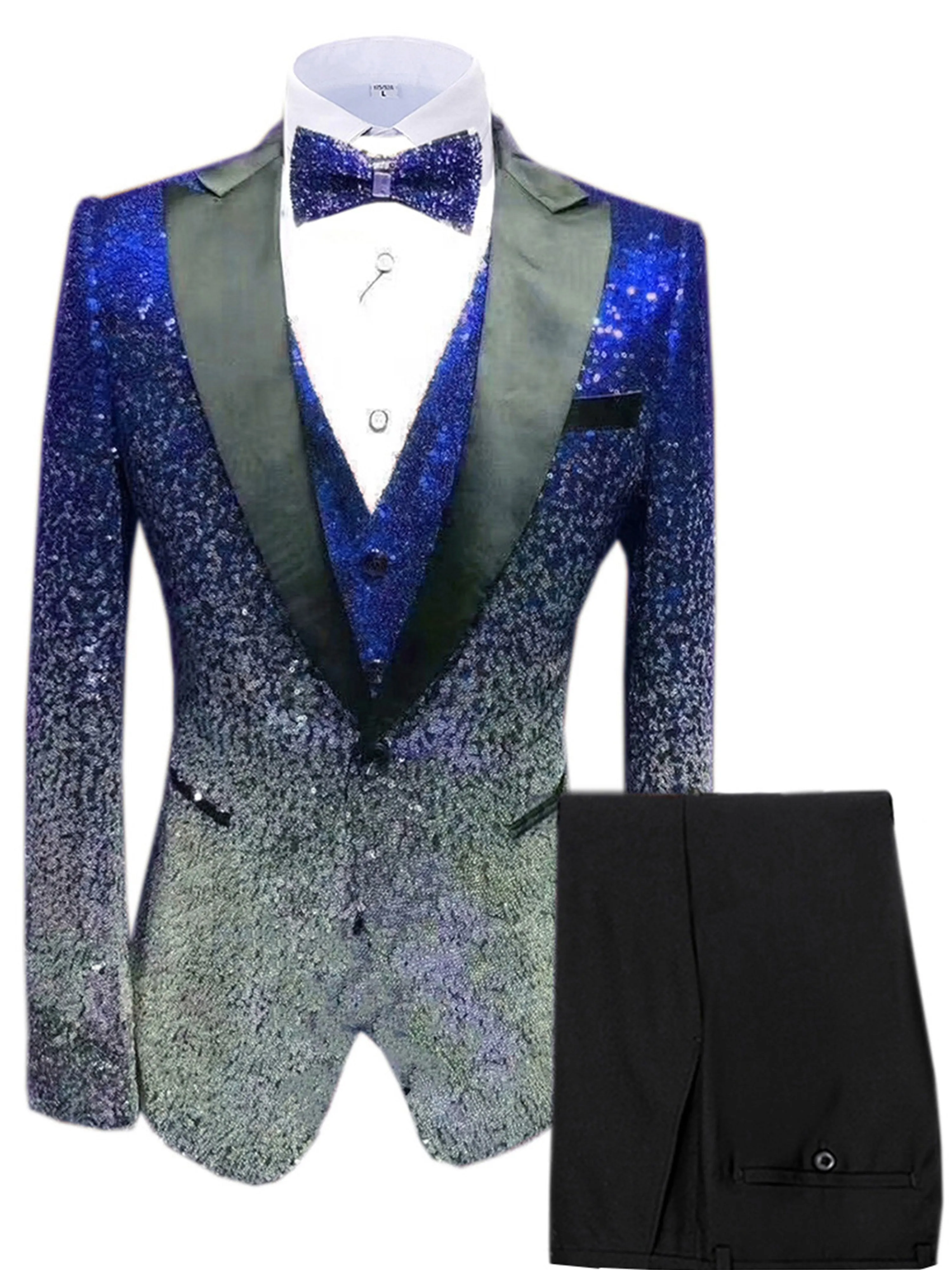 Sequins 3 Pieces Men's Suits Wedding Suit Set