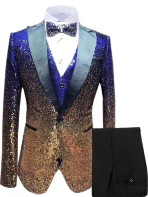 Sequins 3 Pieces Men's Suits Wedding Suit Set