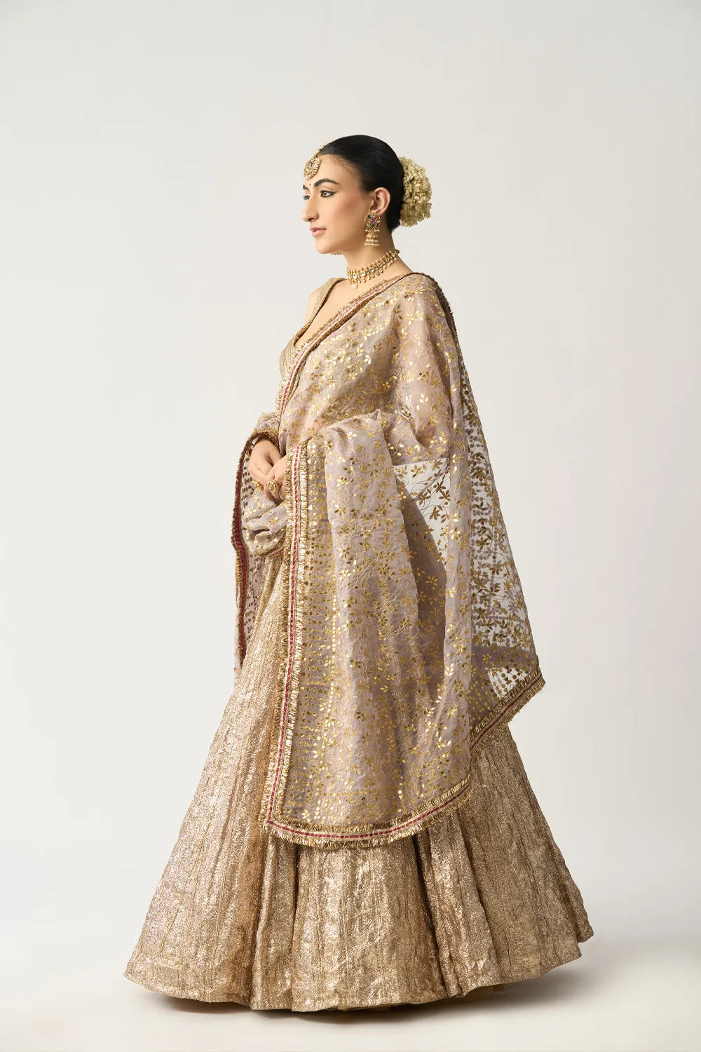 Shabnam Dupatta Chandi Lehenga Set