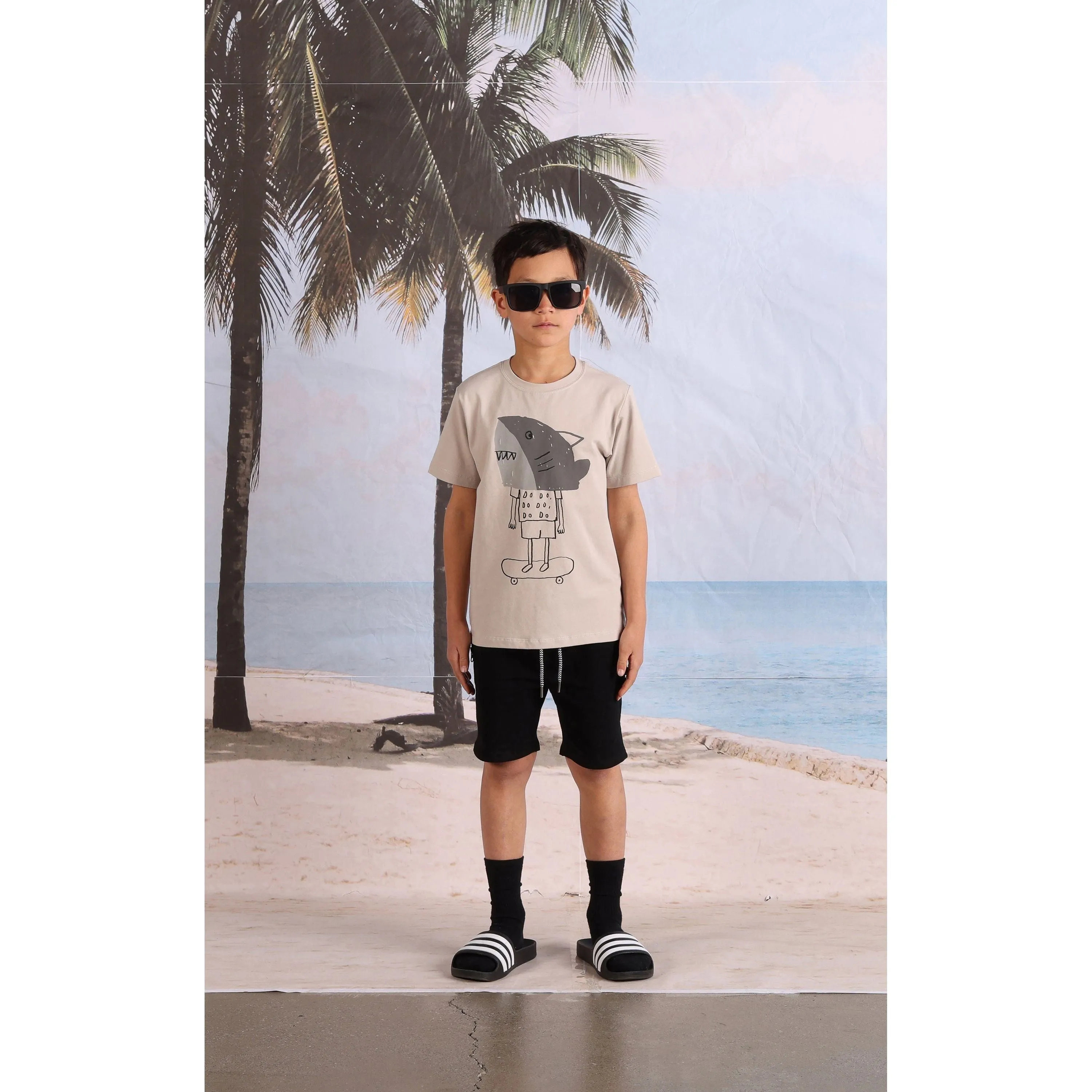 Shark Mask Tee- Chalk