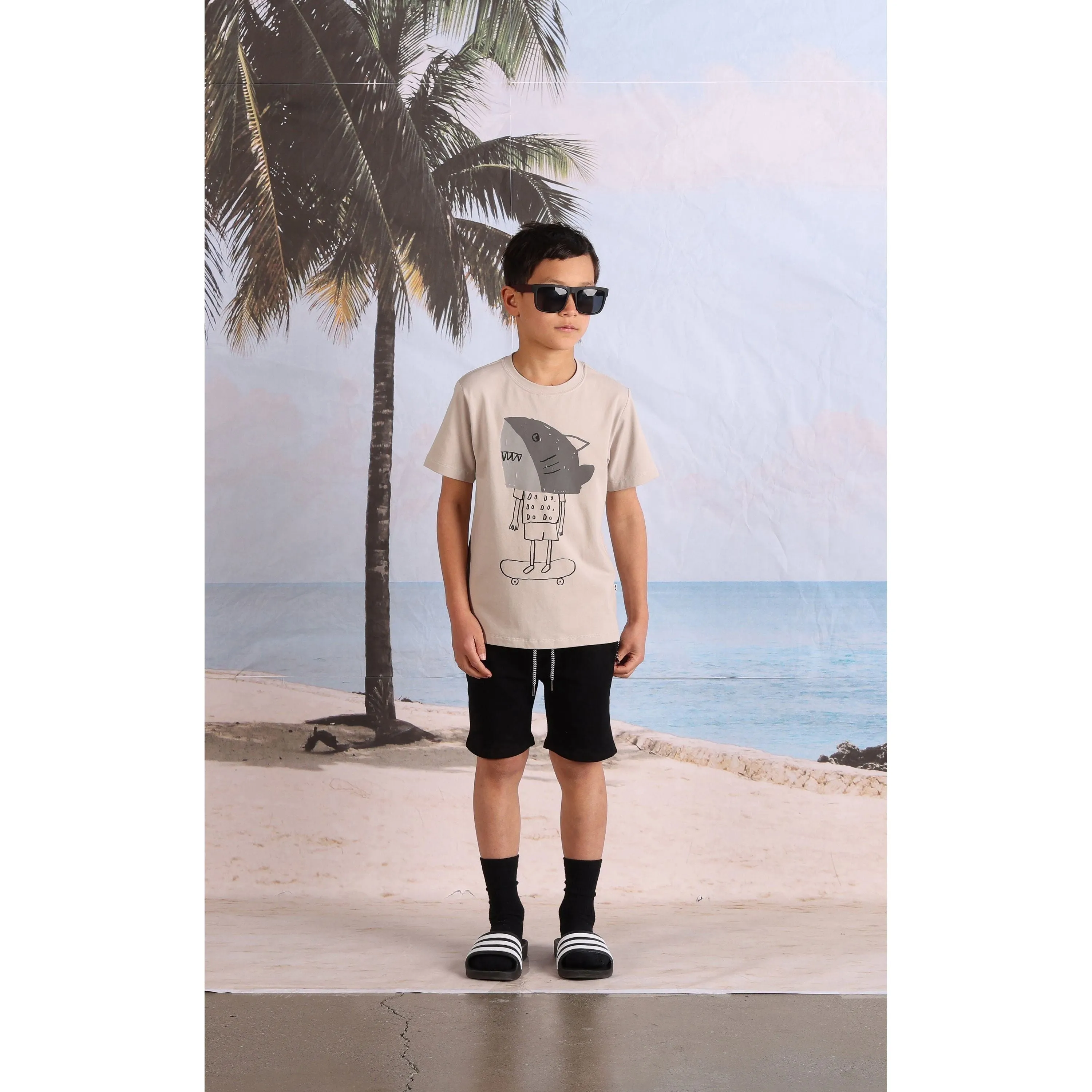 Shark Mask Tee- Chalk