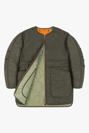 Shearling Aviator Quilt Jacket - Dark Olive / Pale Jade