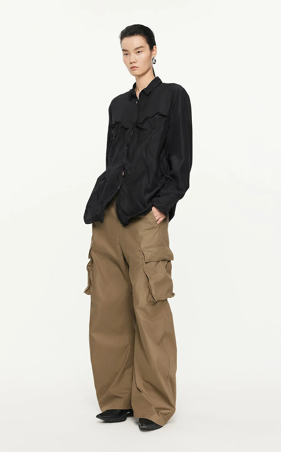 Shirt /JNBY Loose Fitting Long-sleeved Silk Shirt