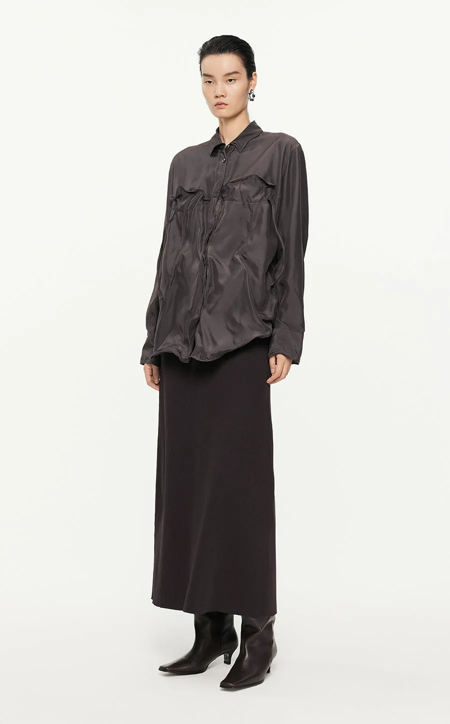 Shirt /JNBY Loose Fitting Long-sleeved Silk Shirt