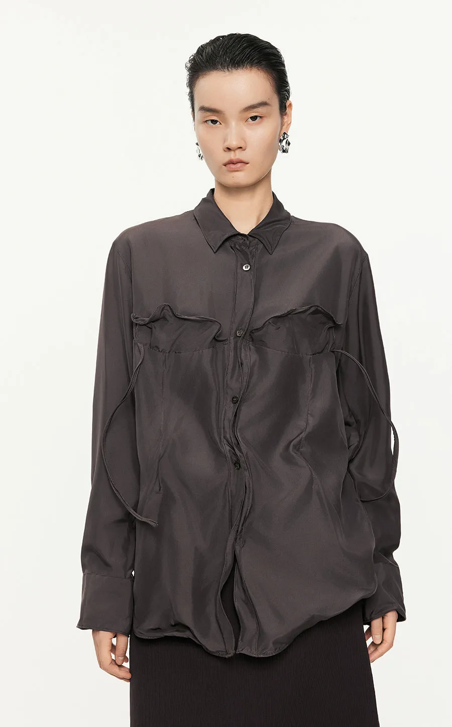 Shirt /JNBY Loose Fitting Long-sleeved Silk Shirt