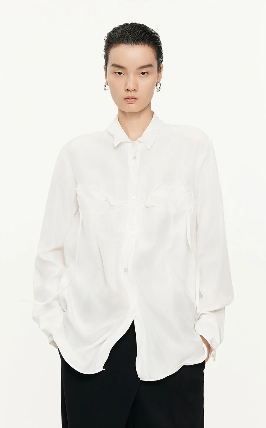 Shirt /JNBY Loose Fitting Long-sleeved Silk Shirt