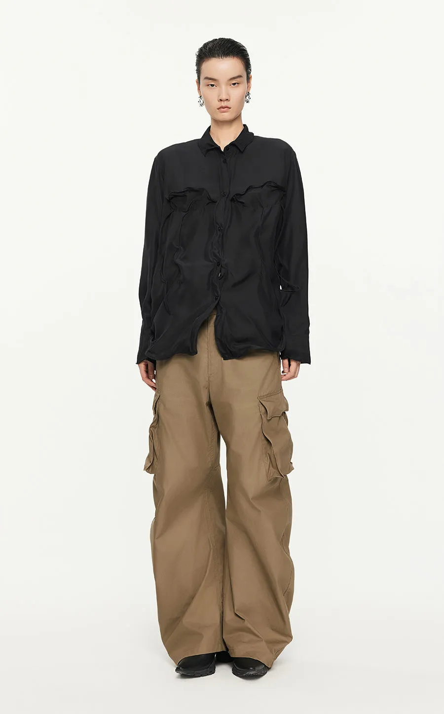 Shirt /JNBY Loose Fitting Long-sleeved Silk Shirt