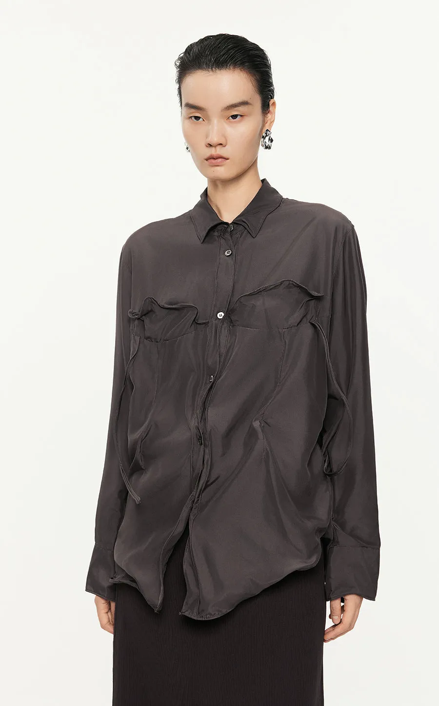 Shirt /JNBY Loose Fitting Long-sleeved Silk Shirt