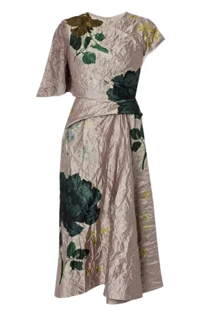 Short Sleeve Asymmetric Midi Dress | Margot Floral Lilac