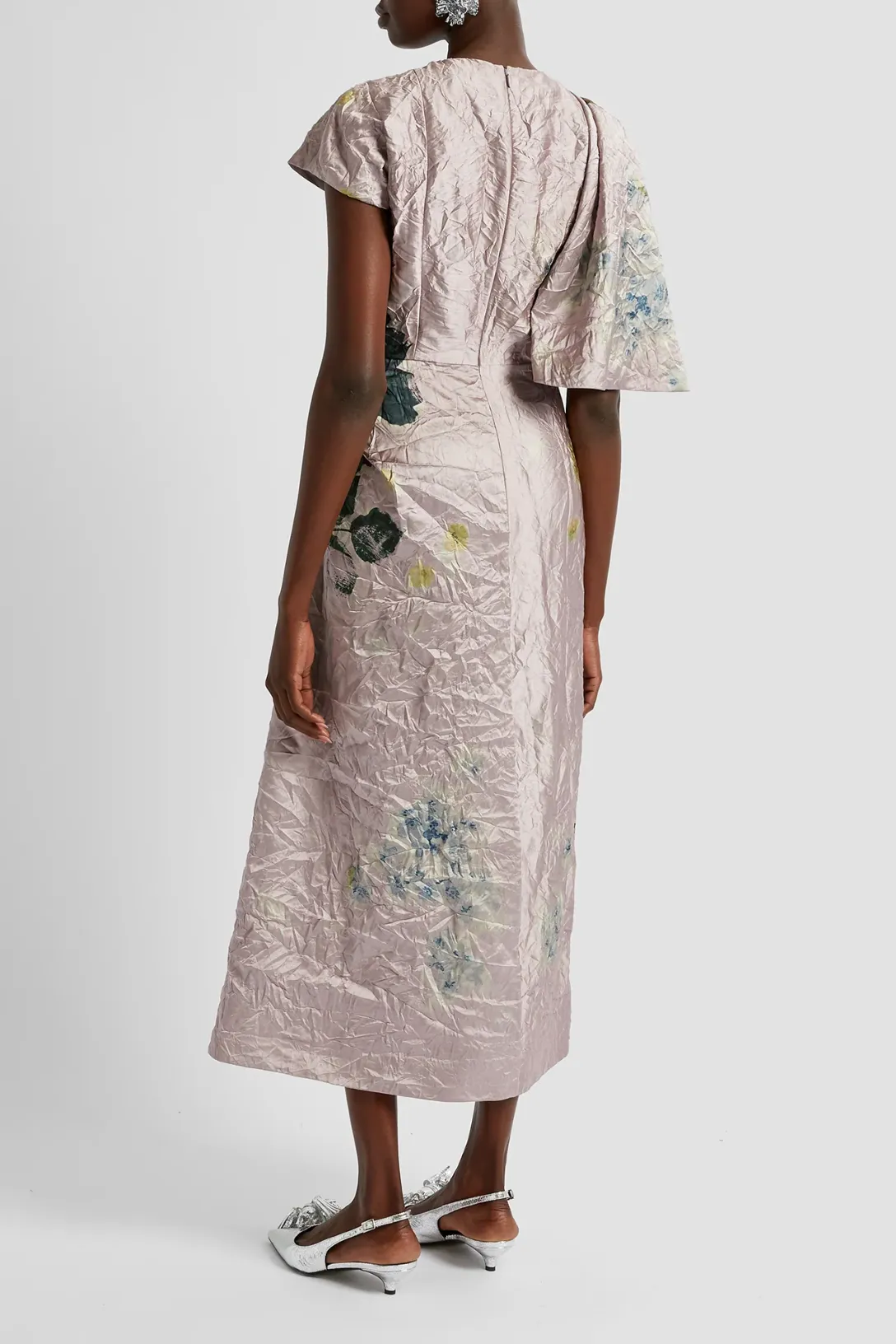 Short Sleeve Asymmetric Midi Dress | Margot Floral Lilac