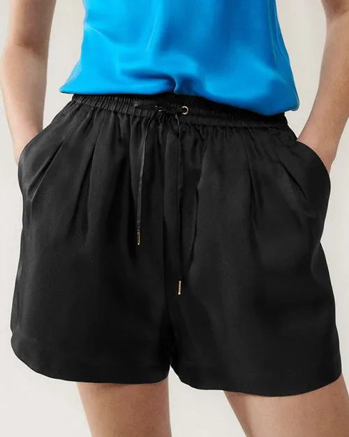 SILK LAUNDRY | Twill Slouch Shorts | Black