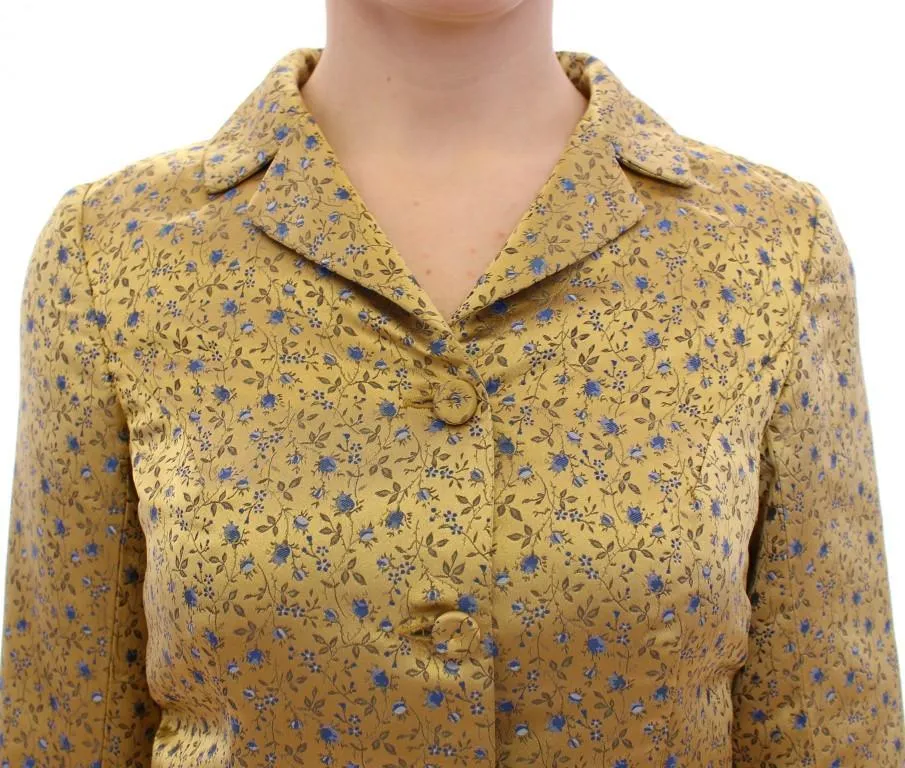 Silk Short Jacquard Floral Blazer Jacket