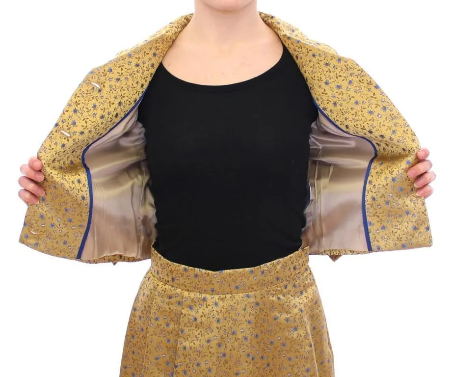 Silk Short Jacquard Floral Blazer Jacket