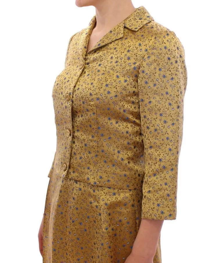 Silk Short Jacquard Floral Blazer Jacket