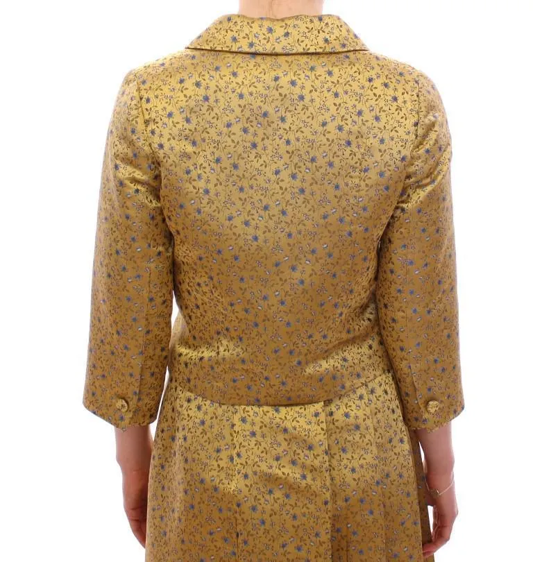 Silk Short Jacquard Floral Blazer Jacket