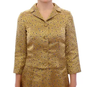 Silk Short Jacquard Floral Blazer Jacket