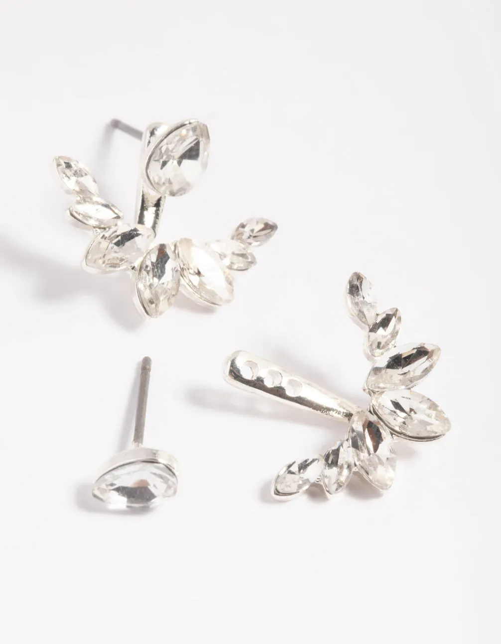 Silver Teardrop Statement Jacket Earrings