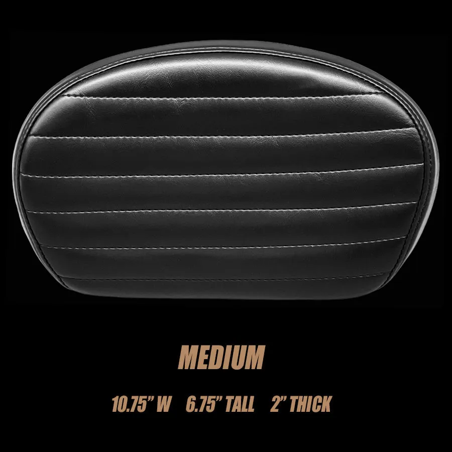 Sissy Bar Pad / Pleated / Shiny Black Vinyl