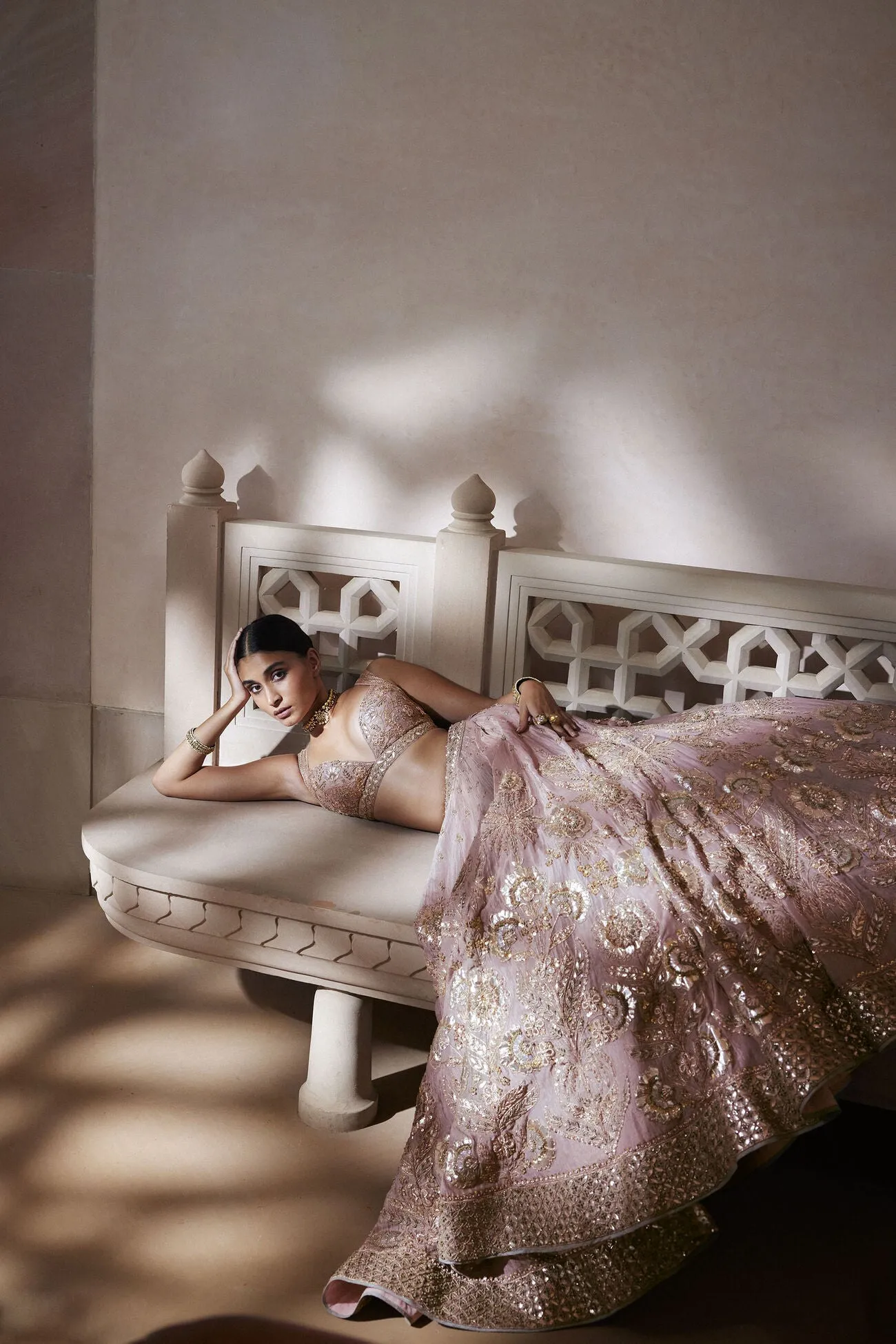 SITARA RESHAM & GOTA PATTI SILK LEHENGA - BLUSH