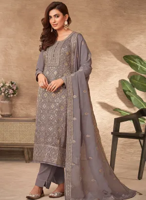 Slate Grey Sequence Embroidery Salwar Kameez