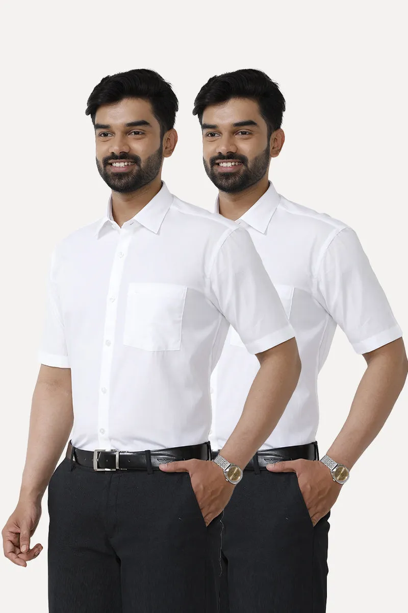 Snow Field - 100% Cotton Formal White Shirts Pack Of 2 Combo For Men | Uathayam
