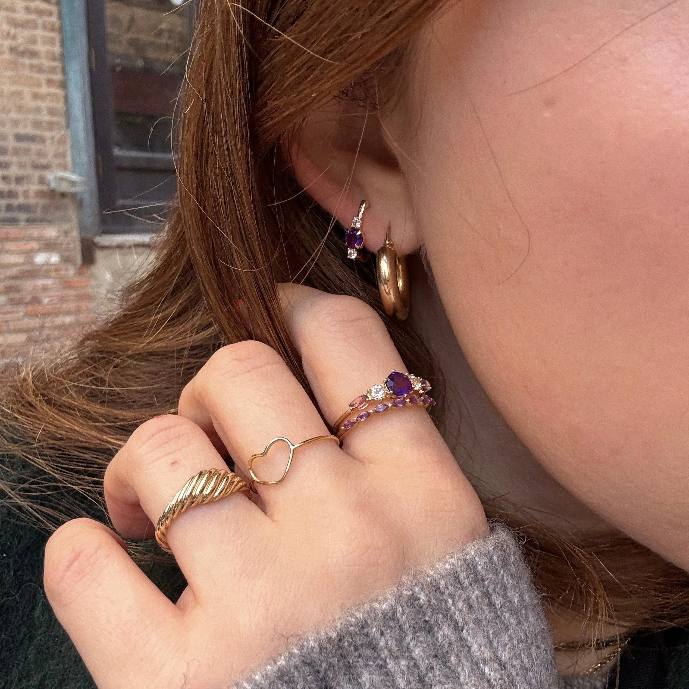 Solid Gold 2025 February Capsule Classic Amethyst Hugger Earrings