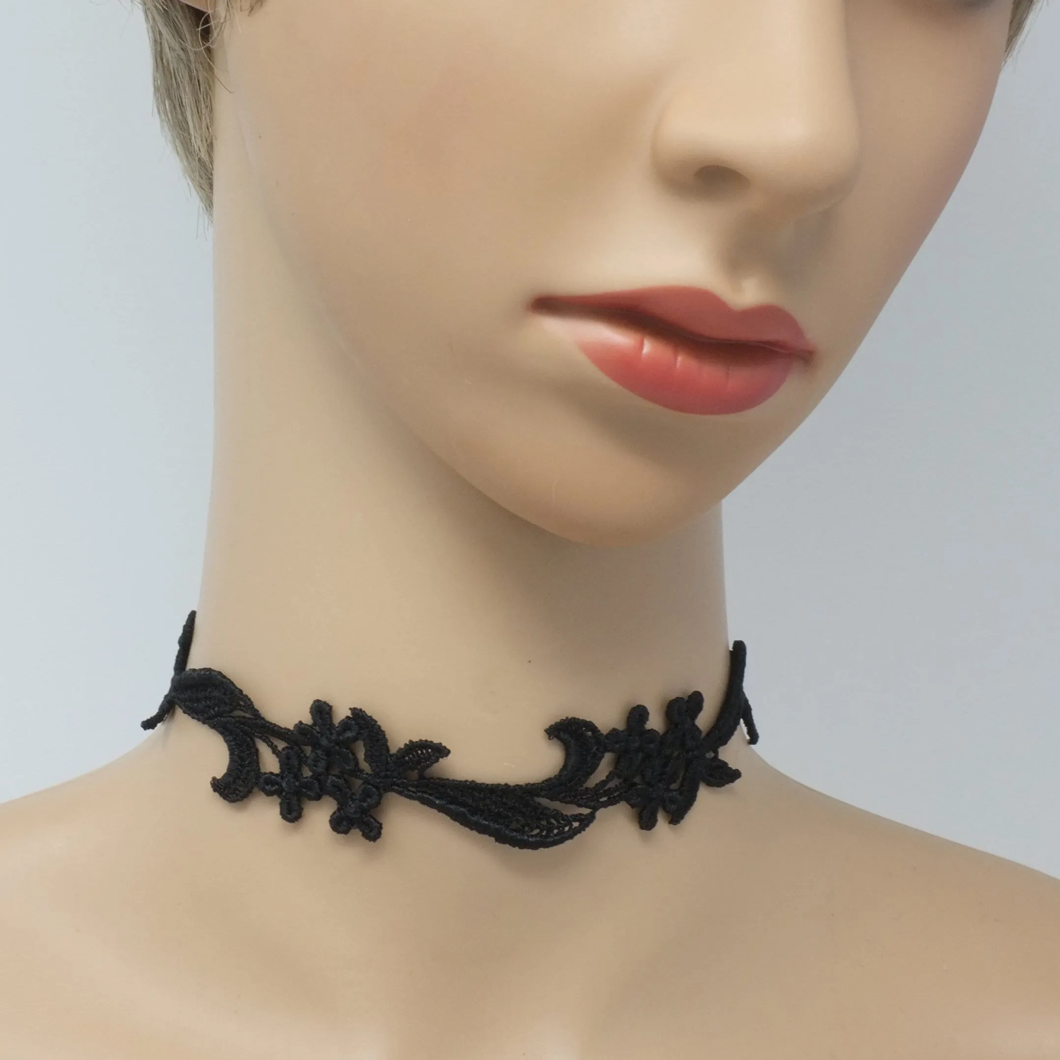 Sophia Black Floral Choker Necklace