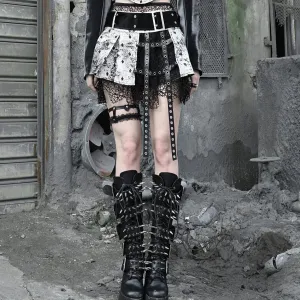 Spice Girl Gothic Fishnet Pleated Short Skirt