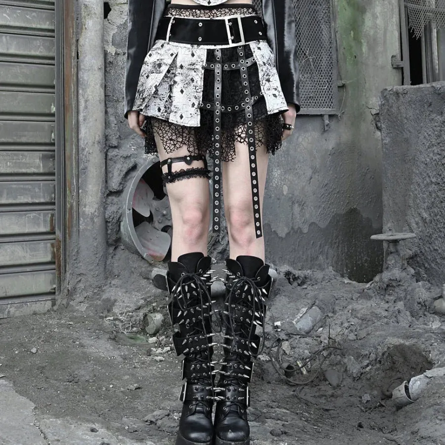 Spice Girl Gothic Fishnet Pleated Short Skirt