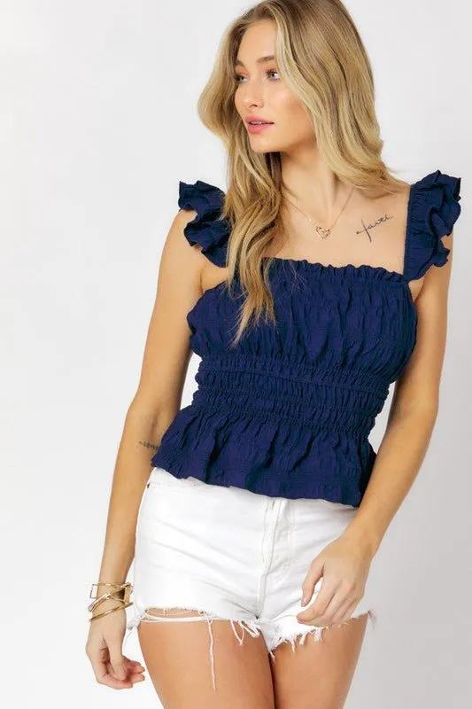 Square Neck Ruffle Top