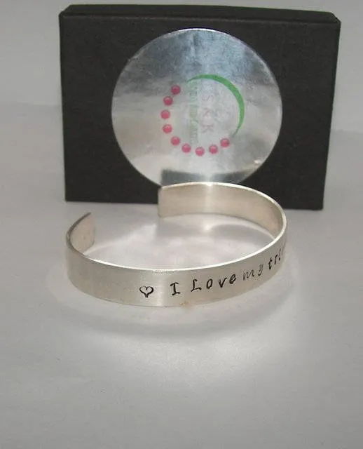 sterling I love my tribe Cuff Bracelet, Inspirational Motivational Bracelet, Custom personalized  Hand Stamped jewelry