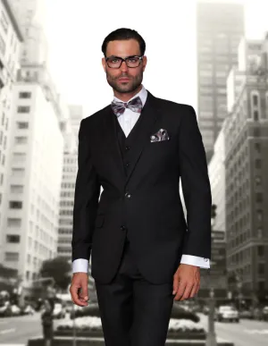 STEVENZ 3 PC BLACK EXTRA LONG MODERN FIT SUIT
