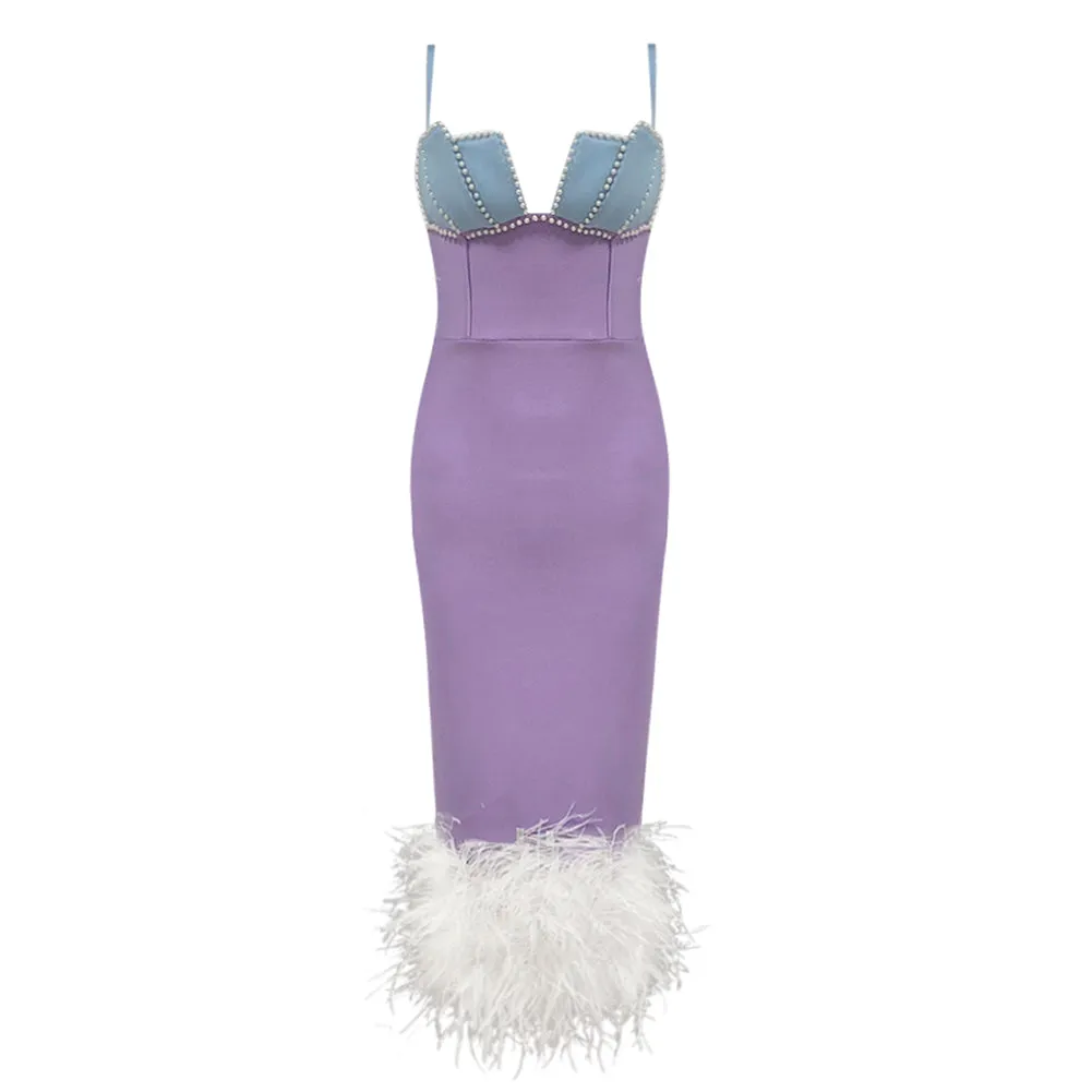 Strappy Sleeveless Splicing Midi Bandage Dress HL9903