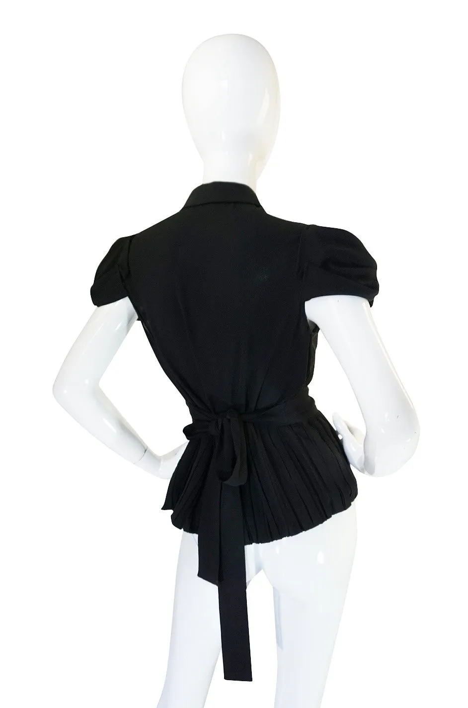 Stunnng Recent Black Silk Pleated Prada Top
