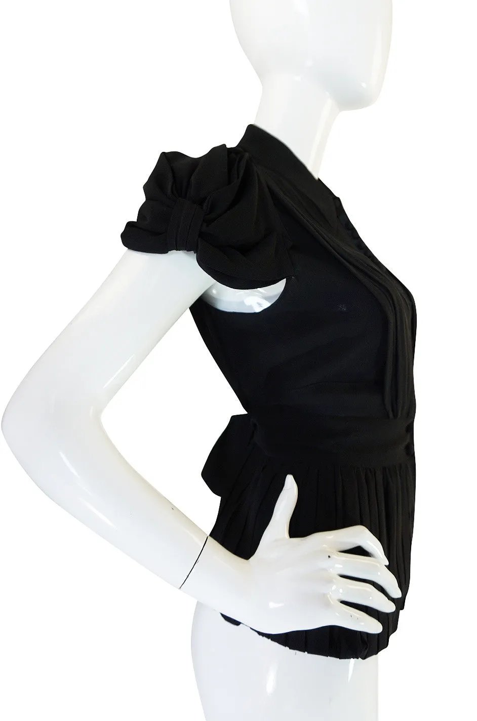 Stunnng Recent Black Silk Pleated Prada Top