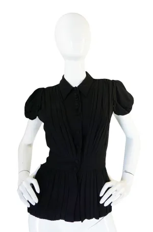 Stunnng Recent Black Silk Pleated Prada Top
