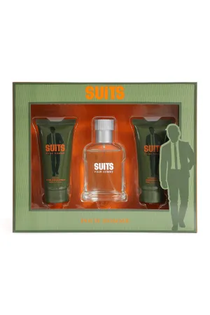 SUITS POUR HOMME SPRAY COLOGNE FOR MEN 3 PIECE SET WITH AFTER SHAVE CREAM AND SHOWER GEL