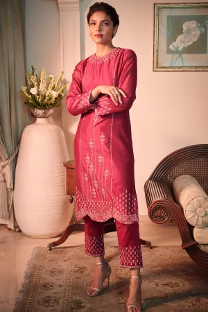 SUNEHRI Wine Straight Suit & Pants