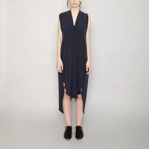 Szeki Navy Origami Dress Cupro