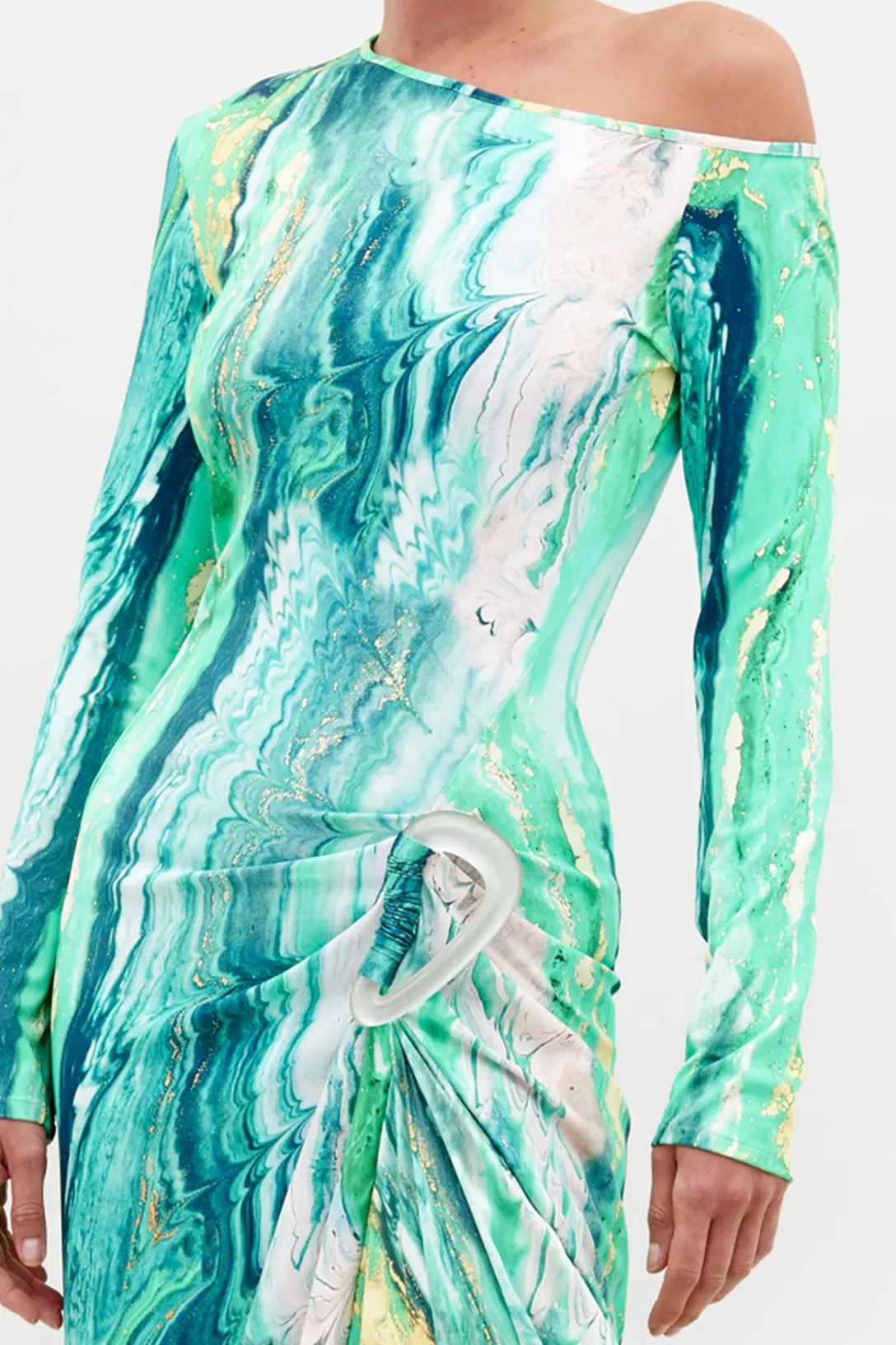 Tahia Dress | Green Marble