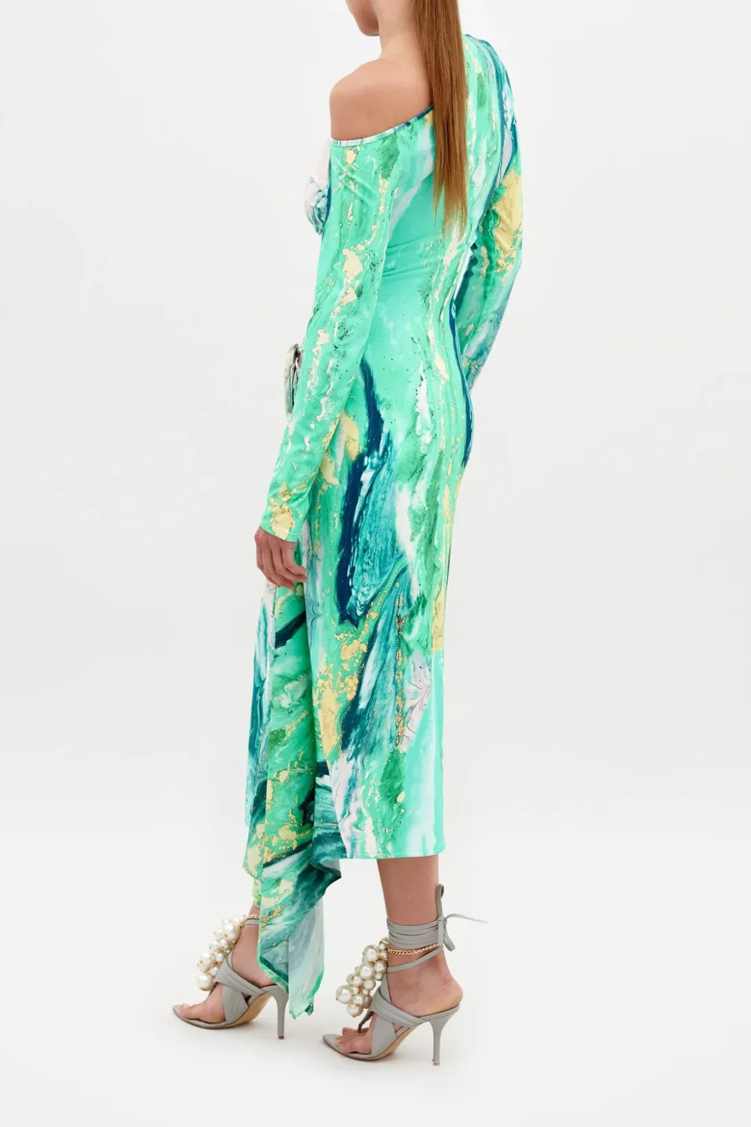 Tahia Dress | Green Marble