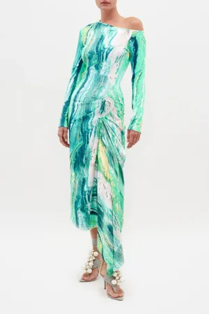 Tahia Dress | Green Marble