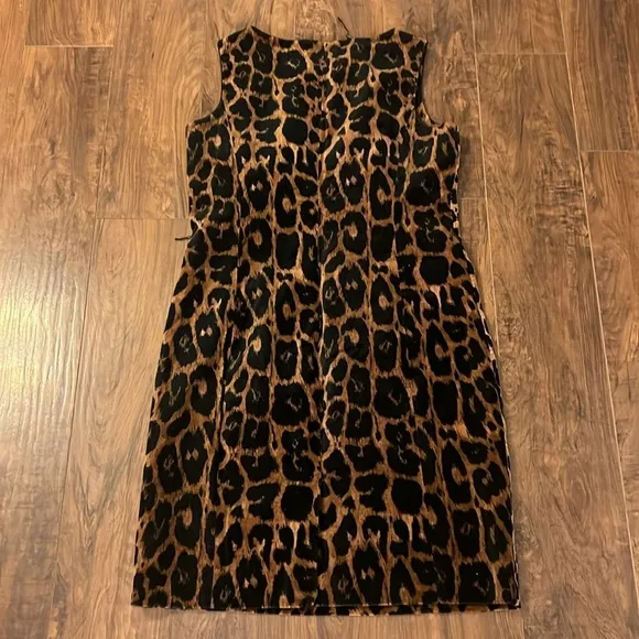 Talbots 100% Cotton Black and Brown Midi Dress, Sz. 12P