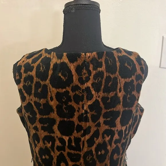 Talbots 100% Cotton Black and Brown Midi Dress, Sz. 12P