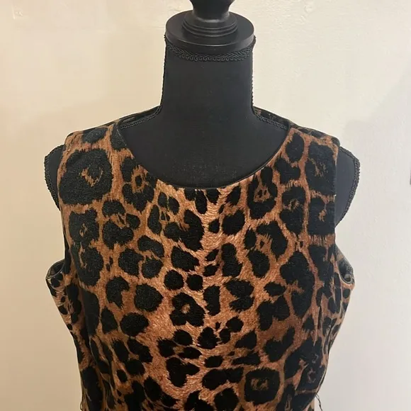 Talbots 100% Cotton Black and Brown Midi Dress, Sz. 12P