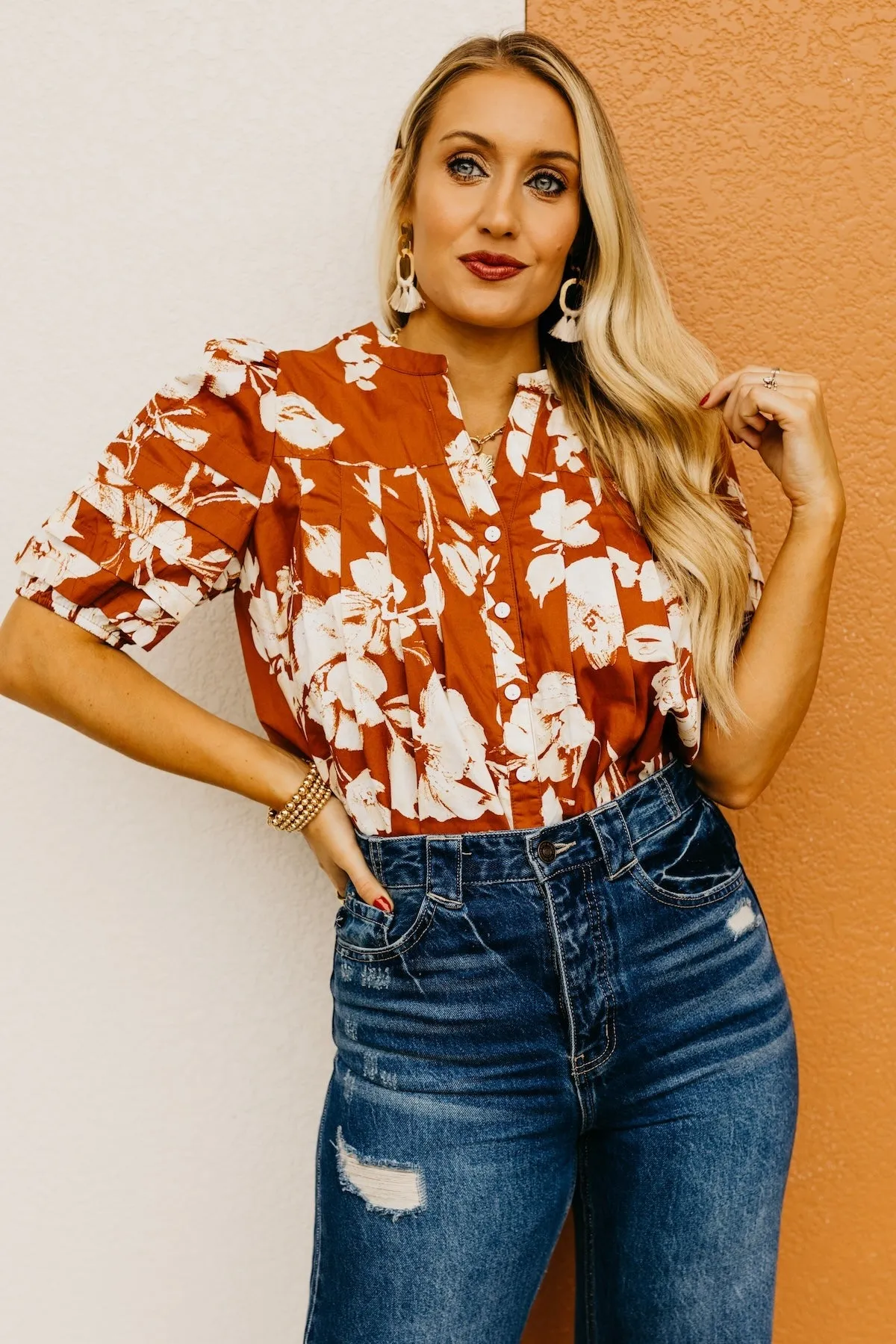 The Florence Floral Pleated Top