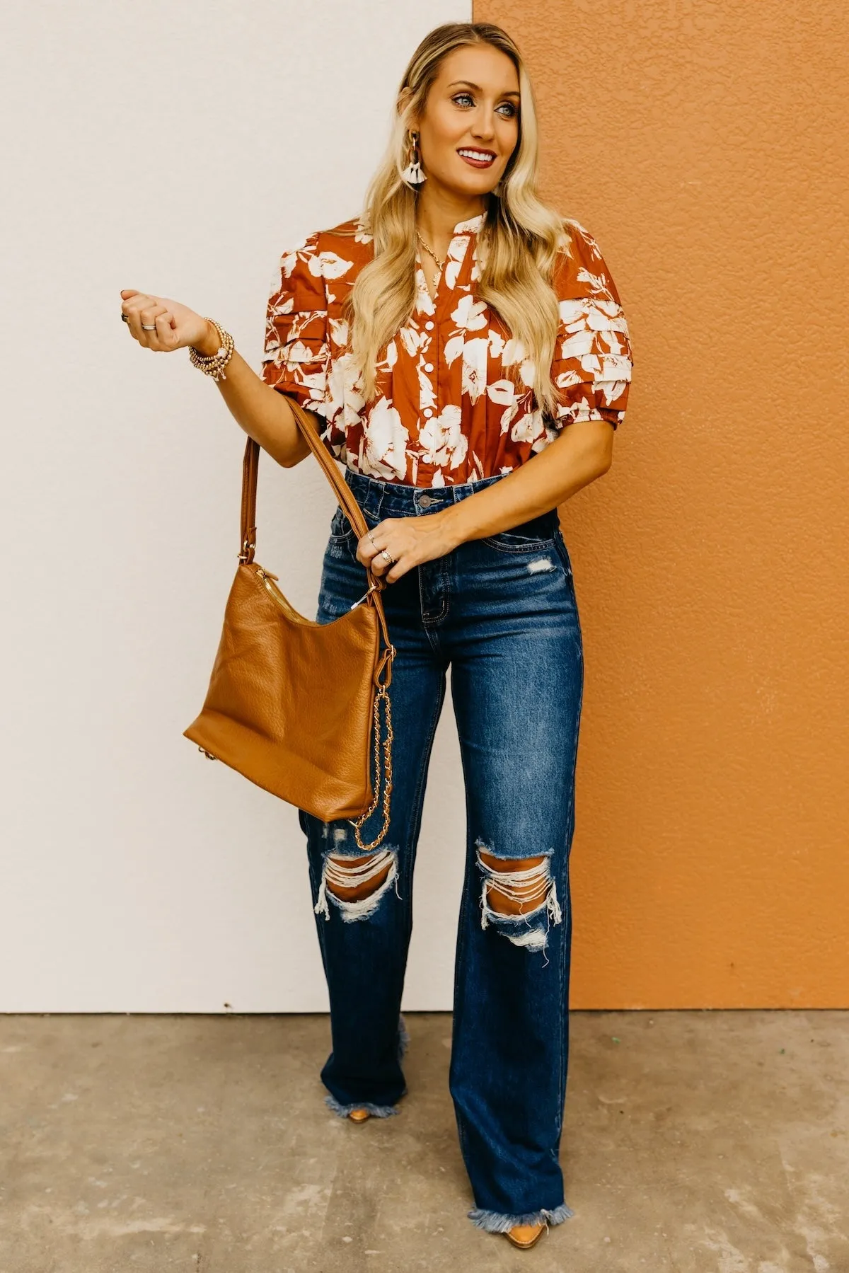 The Florence Floral Pleated Top